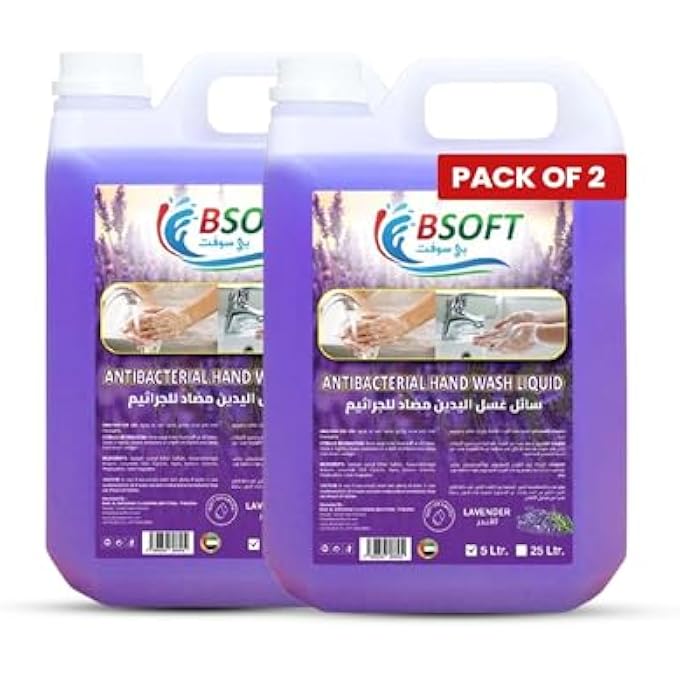 BSOFT HANDWASH LIQUID 5L (PACK OF 2) | ANTIBACTERIAL HANDWASH REFILL | GENTLE ON SKIN, TOUGH ON GERMS | MOISTURIZING & LONG-LASTING HAND WASH WITH LAVENDER FRAGRANCE - Image 1
